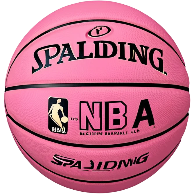 minimalist pink Spalding basketball with simple NBA logo, subtle colorful details, clean design emoji