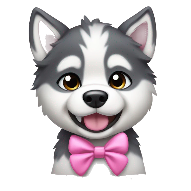 Husky puppy with pink bow emoji