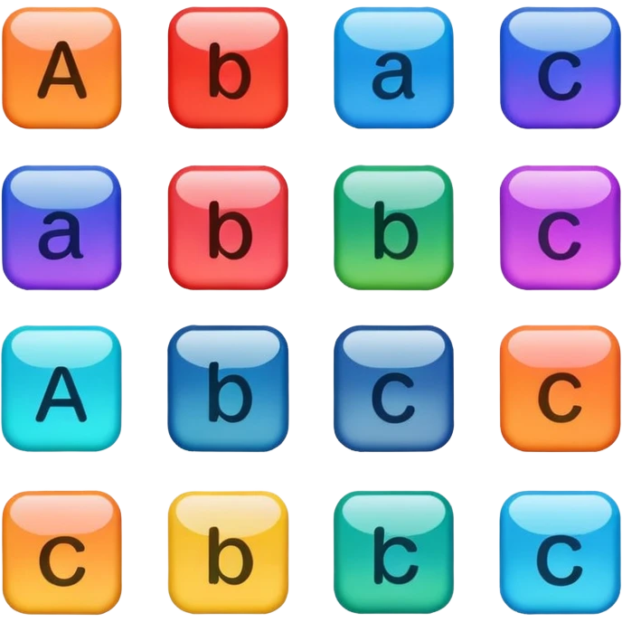 quiero crear iconos para string, Cadena de caracteres (string):    'abc',    '123',    'a1@!',    "a1@!"    emoji
