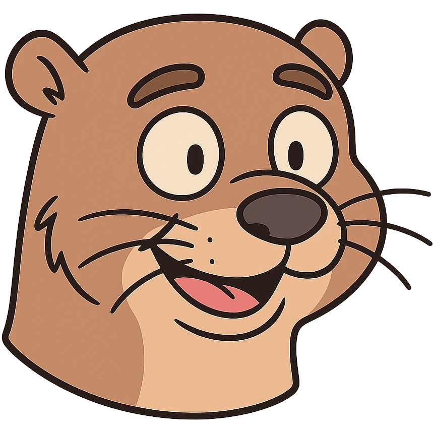 cute otter head, cartoon style, solid color background emoji