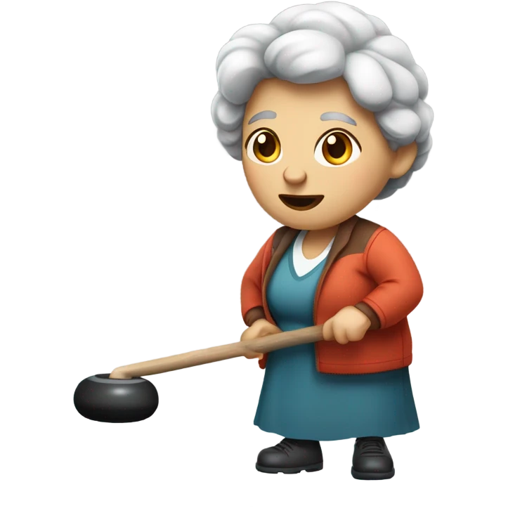 Old woman curling sport emoji