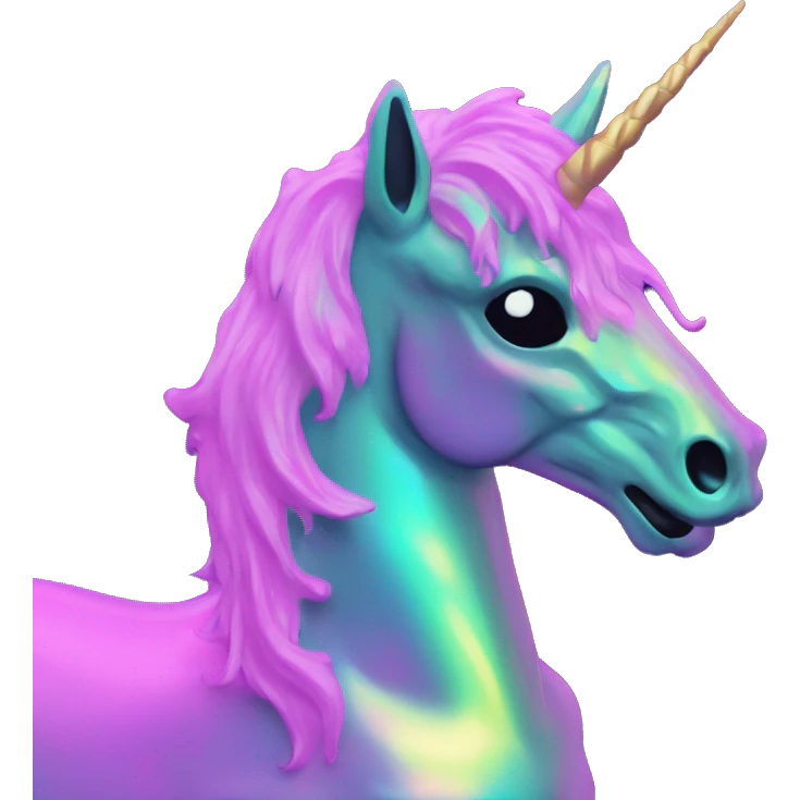 Vaporwave black holographic oilslick zombie unicorn  emoji