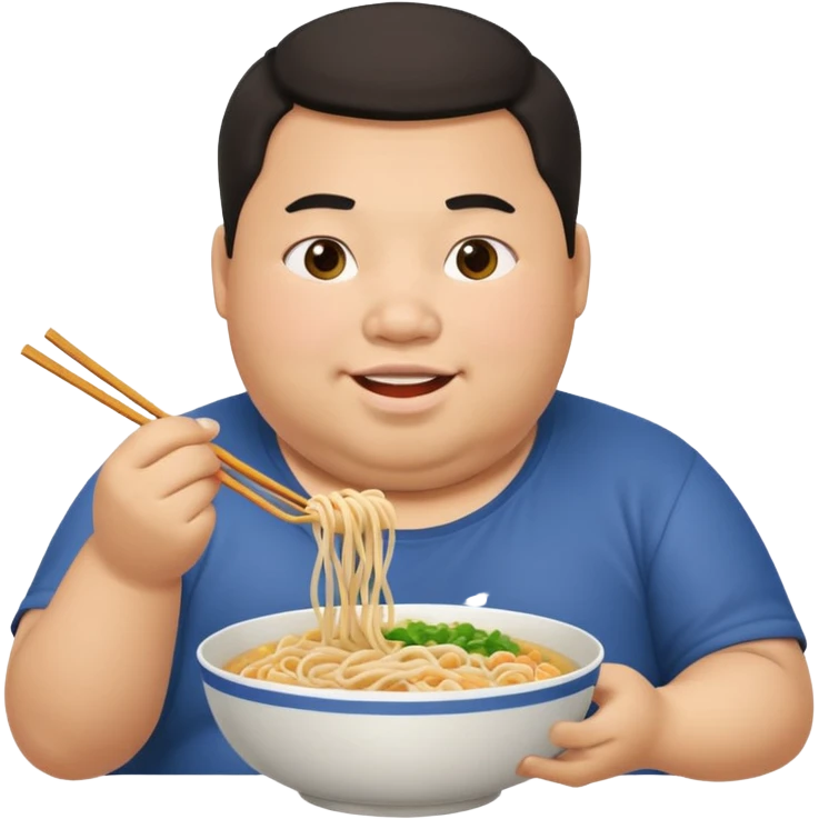a asian fat guy eating noodles emoji