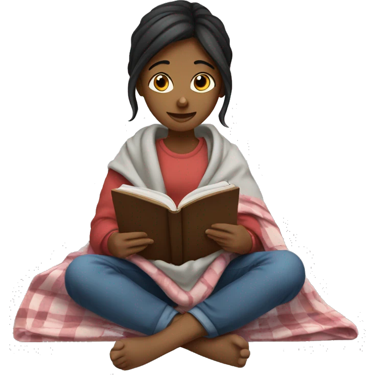 Girl with blanket sitting and studying  emoji