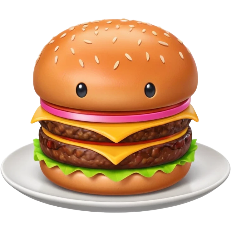 A 3D cartoon portion of minced meat shaped like a burger patty on a plate, soft lighting, Memoji-style. emoji
