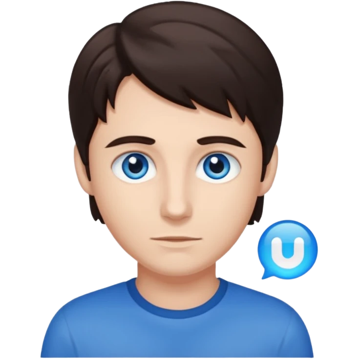 Danko with blue eyes, dark brown hair emoji
