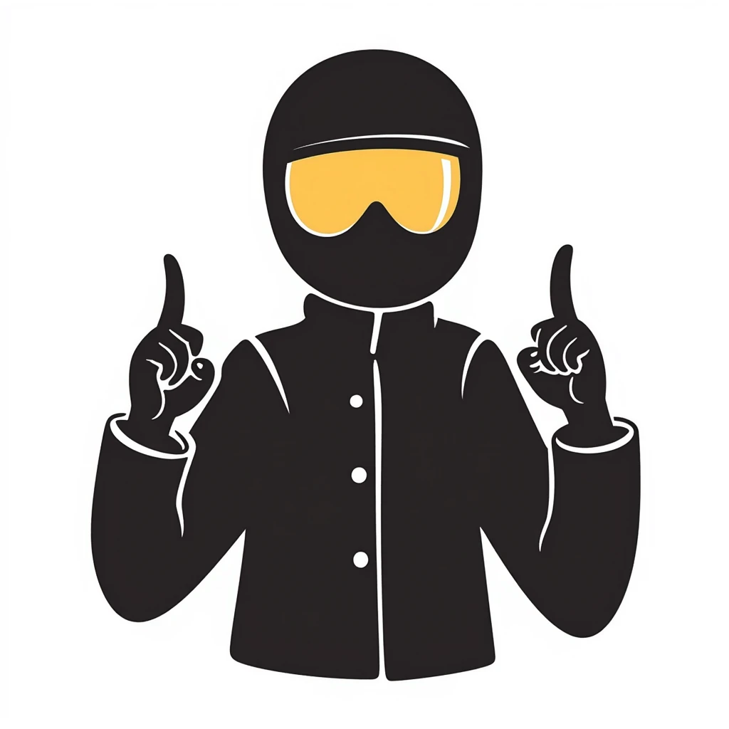 A motorcyclist in a black helmet with a golden visor flipping the bird emoji