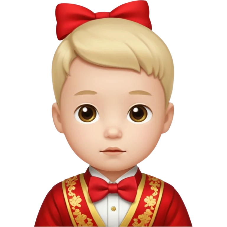 baby guy, wearing chinese royal ancient custome, red bow tie emoji
