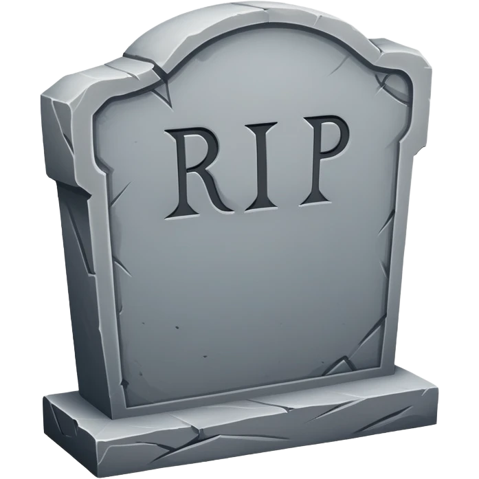 A tombstone with a RIP inscription emoji
