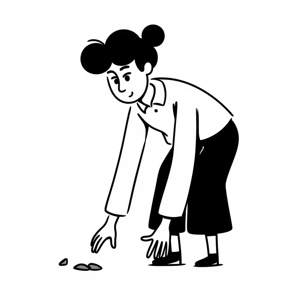 Woman looking for a dot emoji