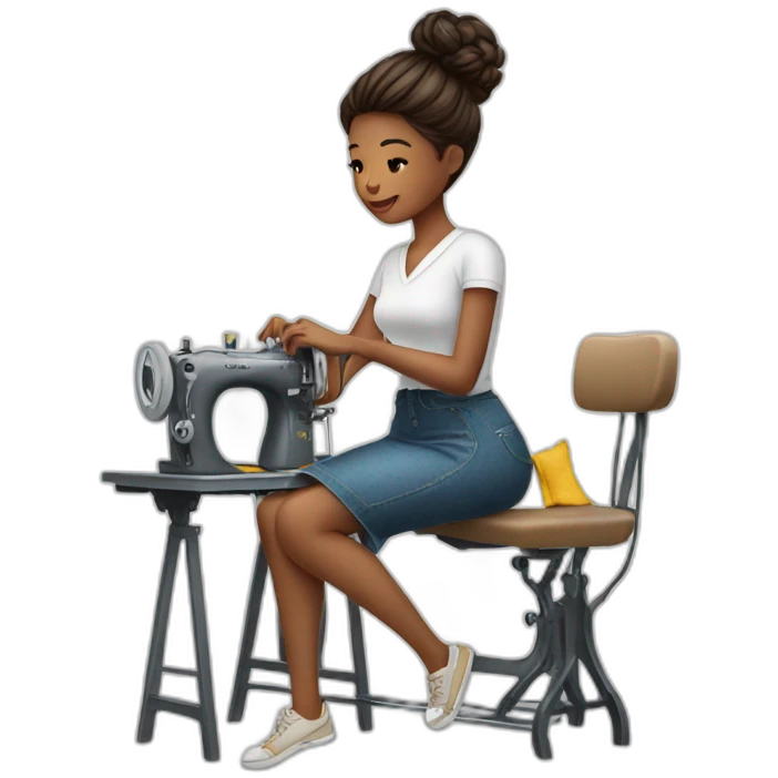 girl fashion work in sewing machine emoji