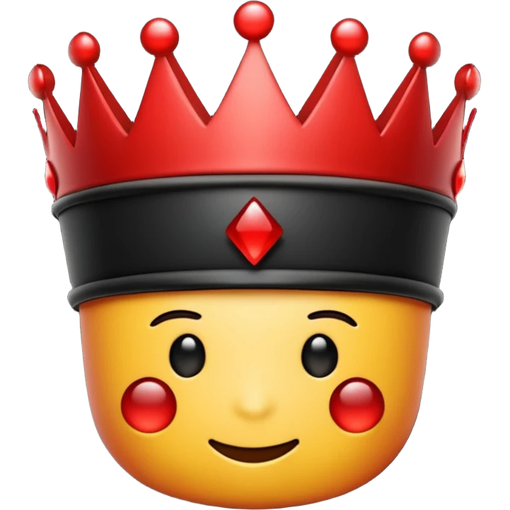 2D emoji of a black crown with random glowing red stripes emoji