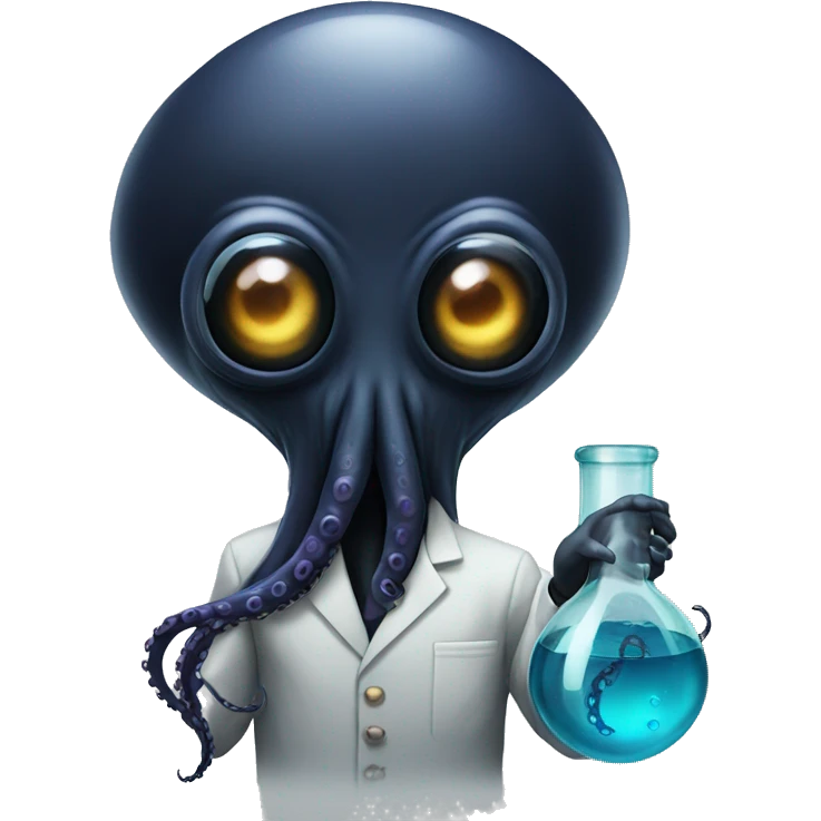 Black Alien Octopus with scientist  emoji
