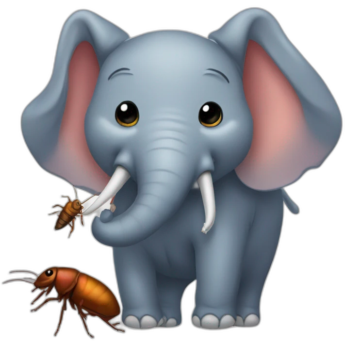 elephant hugging cockroach emoji