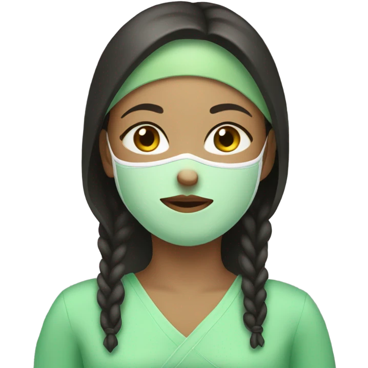 A light skin girl with a green spa mask on  emoji
