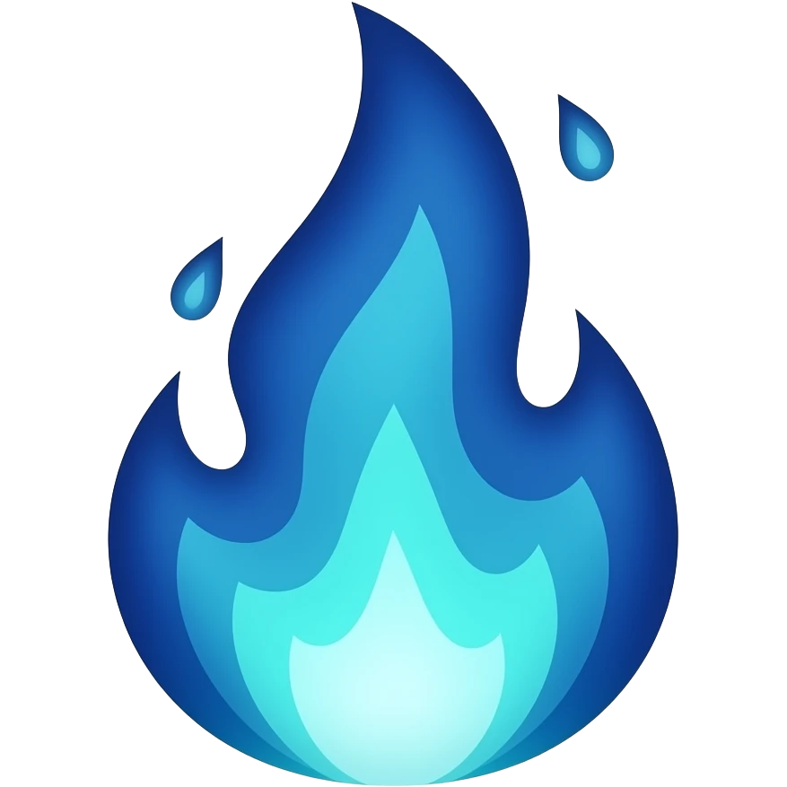 fire + colors include dark blue, sea turquoise emoji