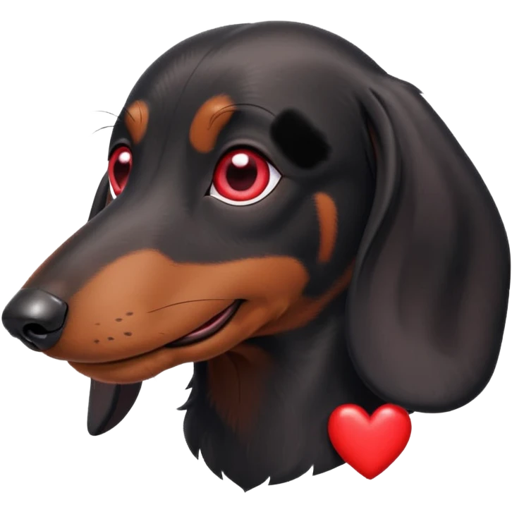 I want the face of a black dachshund with hearts around its head. emoji