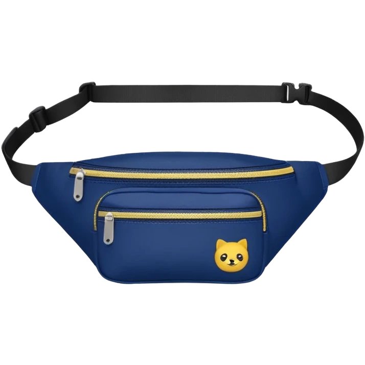 navy blue fanny pack with a small front pocket emoji