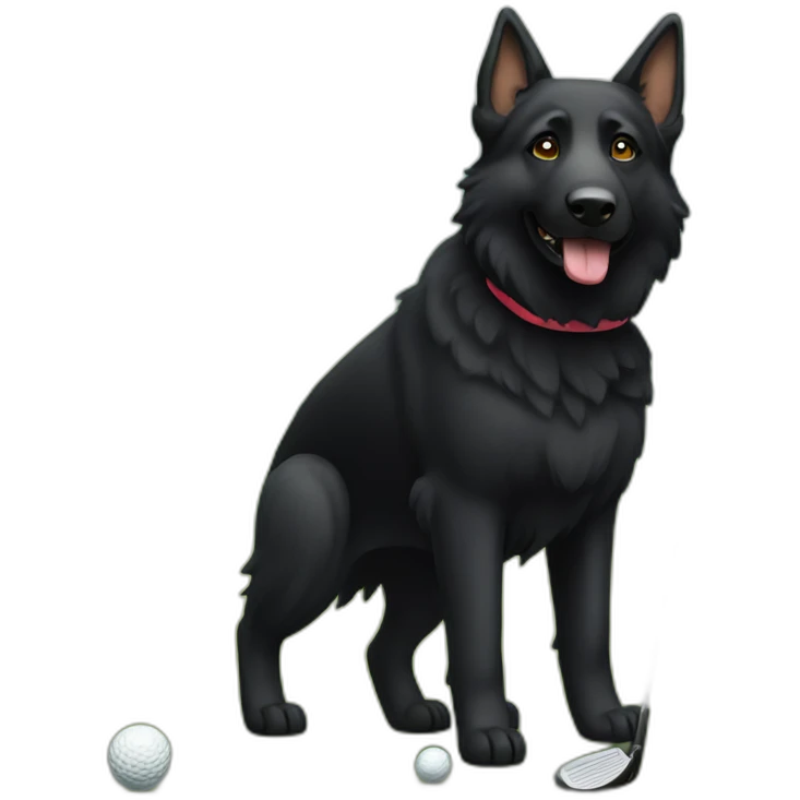 Black German shepherd golfing emoji