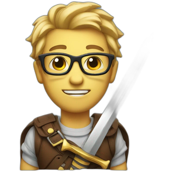 nerd face with sword emoji