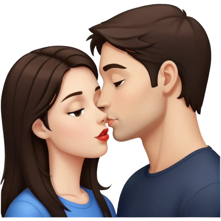kiss-kiss brunette girl brunette man emoji