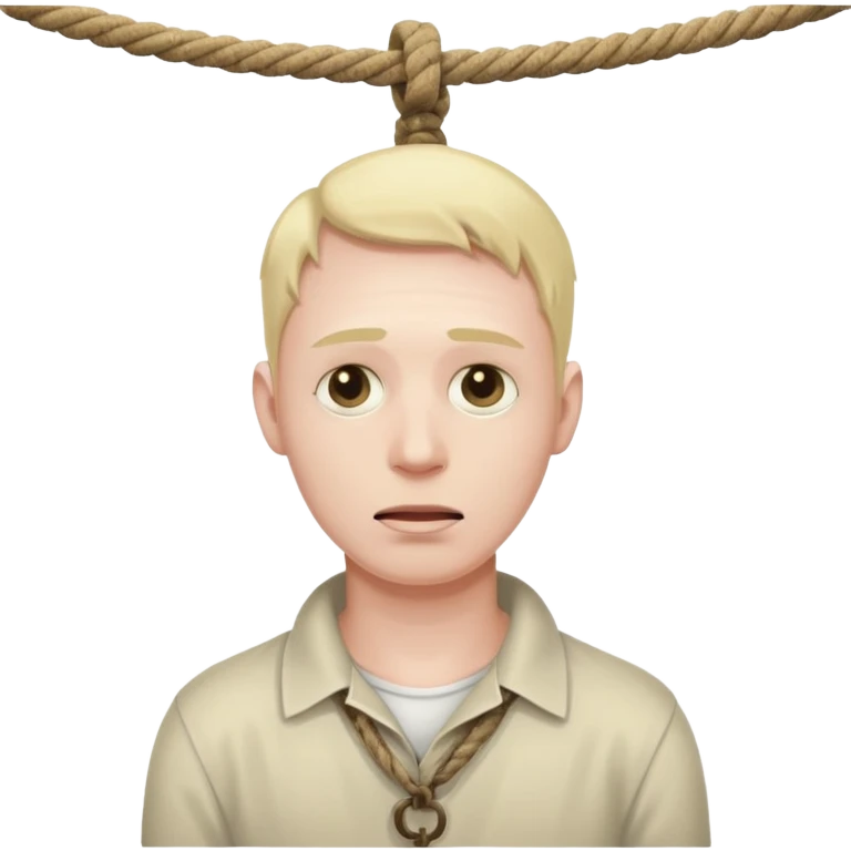 A man's neck hanging in a rope dead emoji