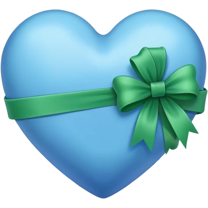 a blue heart wrapped by a green bow emoji