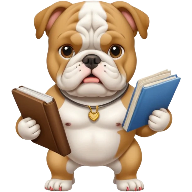 bulldog with a guidebook, English theme emoji
