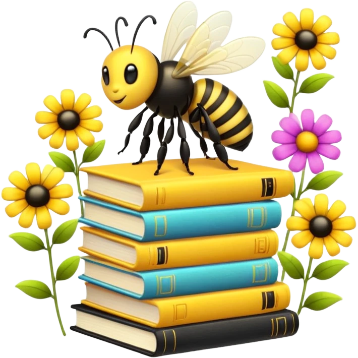 bees reading books + flowers emoji