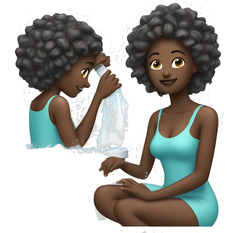 Mix African woman washing hair emoji