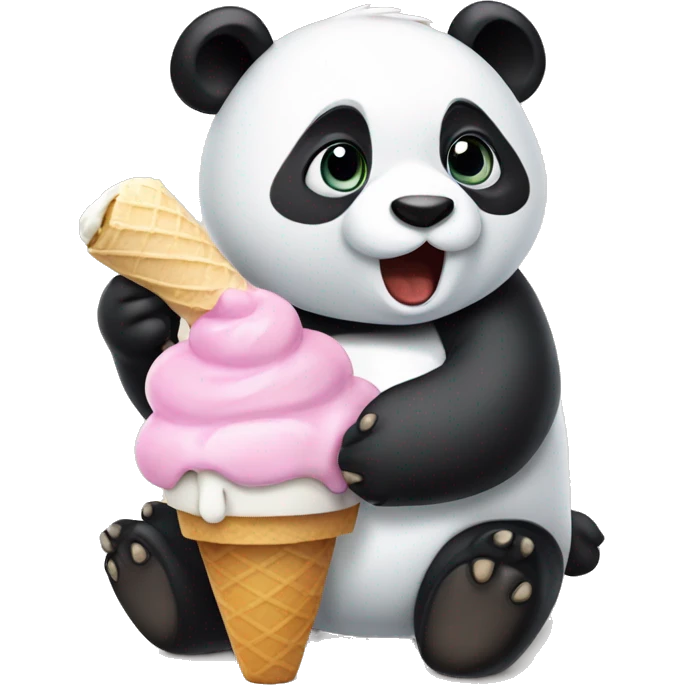 Panda eating ice cream emoji