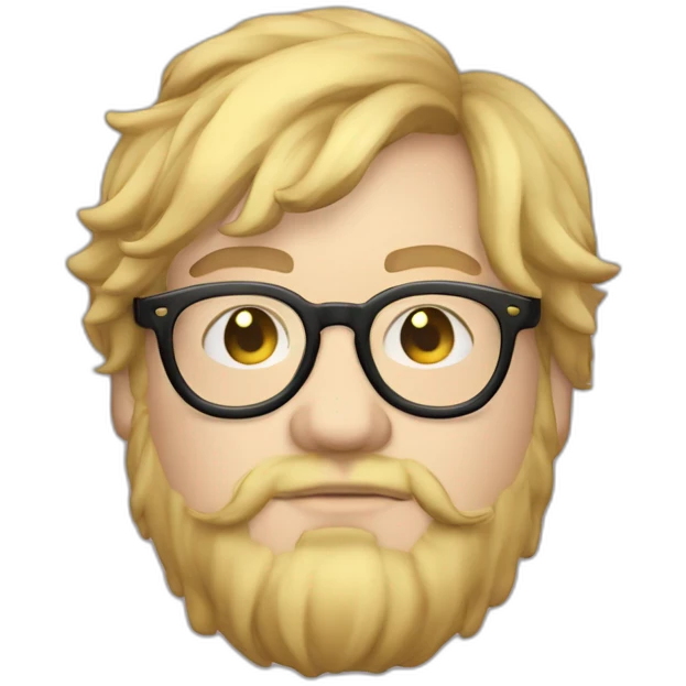 Chubby non binary Big lebowsky round glasses mid-lenght blond hair chaotic res beard vaporizer emoji