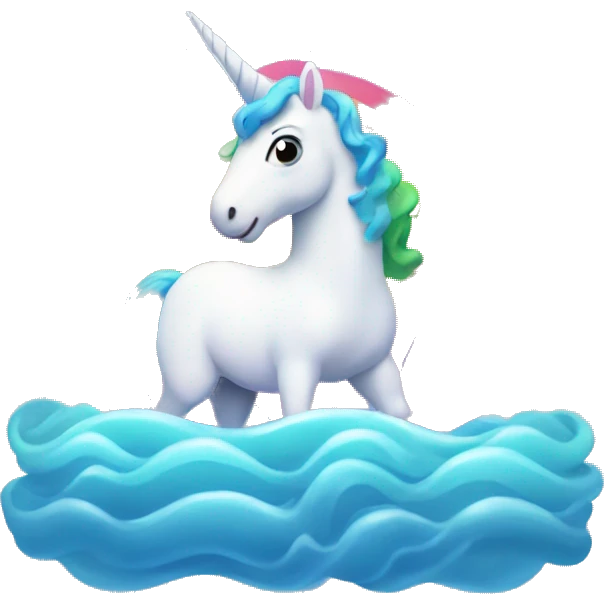 Unicornio en un arcoiris al lado del mar emoji