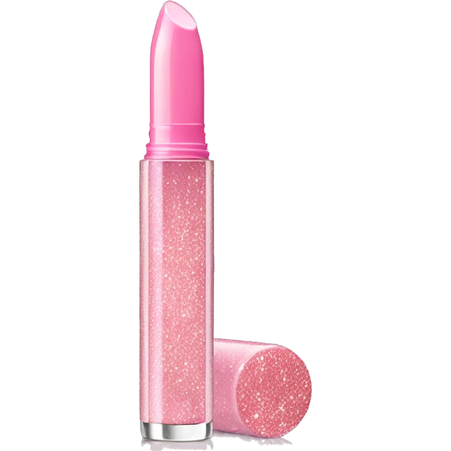 Light pink glitter lipgloss tube emoji