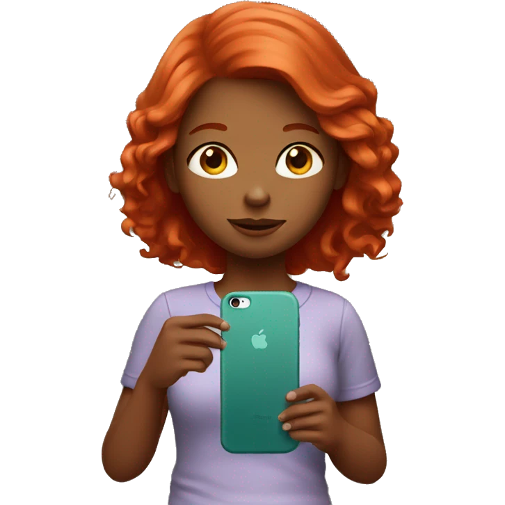 Red head girl holding iPhone  emoji