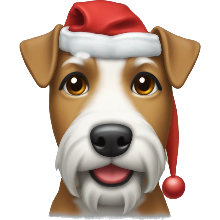 Airdale Terrier waering christmas hat emoji