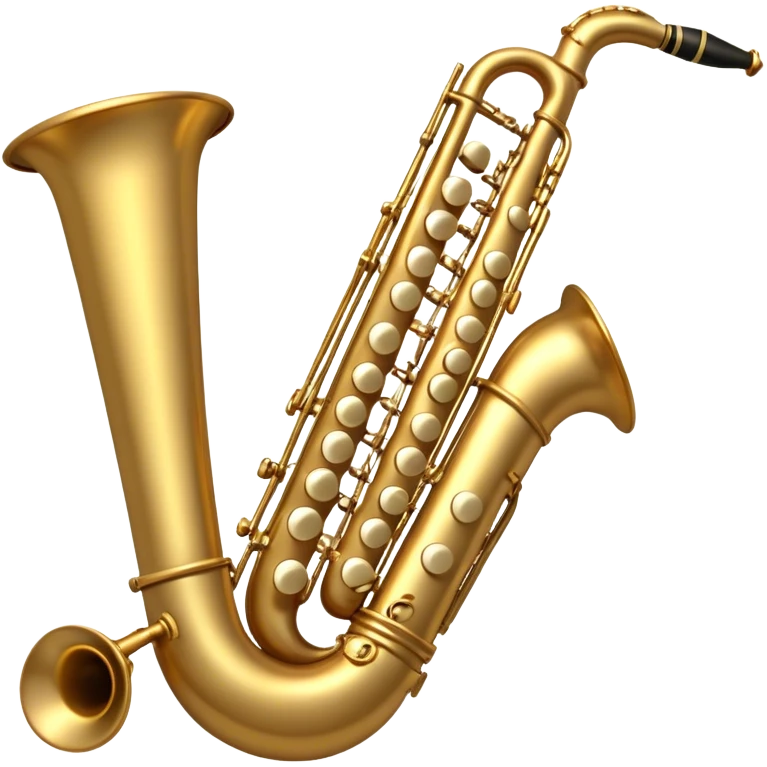 Create a balanced and harmonious emoji that represents traditional wind instruments like duduk, recorder (block flute), piccolo, and others. The design should feature these instruments arranged in a semi-circle or gentle arc to create a sense of unity. Each instrument should be visible but not overpowering, creating a harmonious composition. Add subtle musical notes flowing between the instruments to symbolize their connection through music. Use warm, earthy tones like wood brown, gold, and ivory to reflect the organic, classical feel. The background should be transparent. emoji