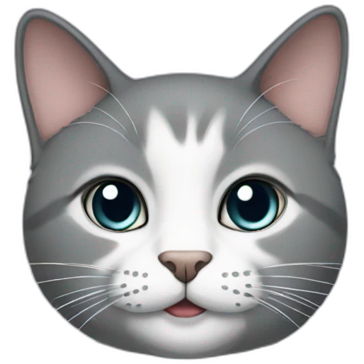 grey cat with white collar and flowers emoji