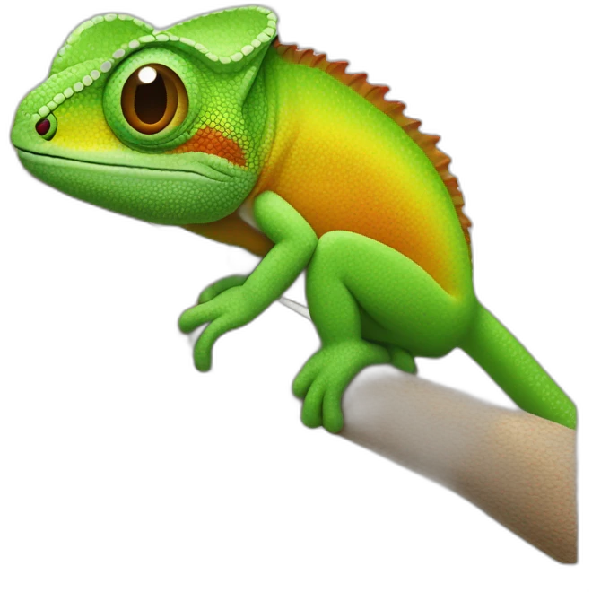 a cameleon in front face with the colour "#07d694" emoji