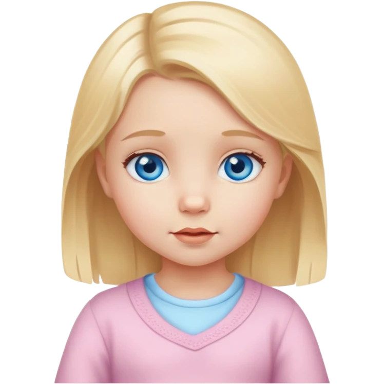 Cute baby girl with blond hair and blue eyes emoji