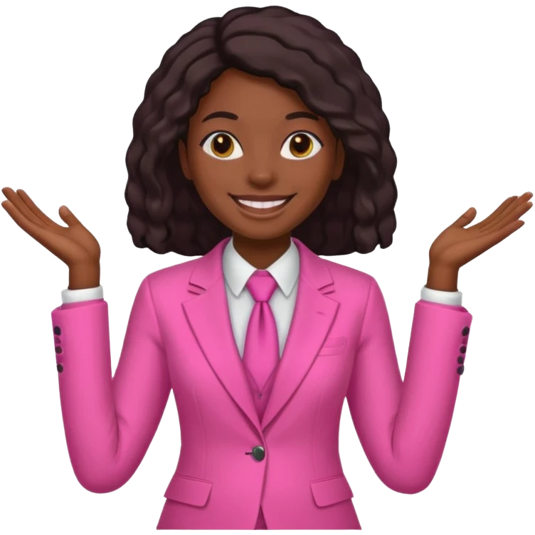 Darkskin black woman wearing a pink suit emoji