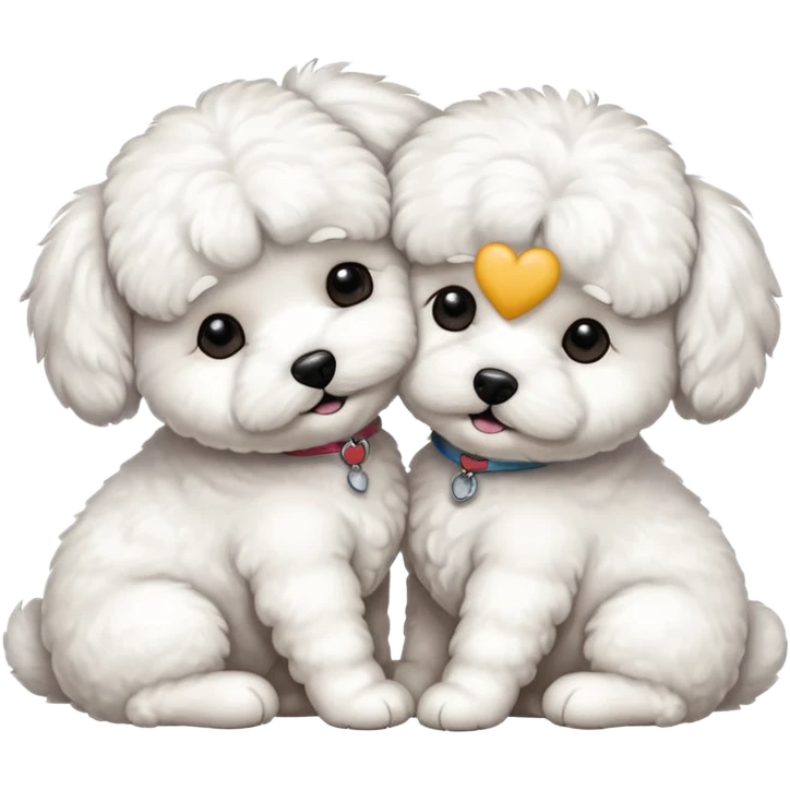 two bichons cuddling together  emoji