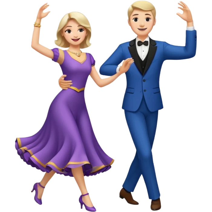 White Man and white woman dancing white emoji