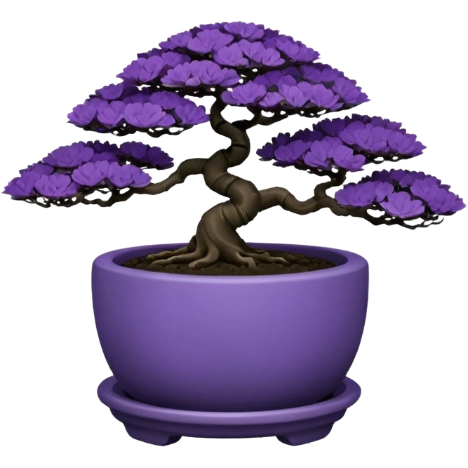  Earthenware small short squat black-purple tiny bonsai  emoji