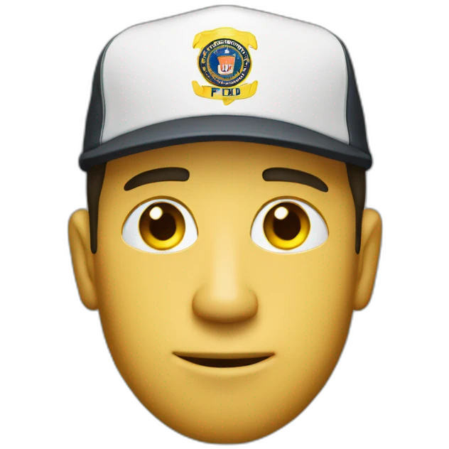 man with yellow "FBI" letters on his cap emoji