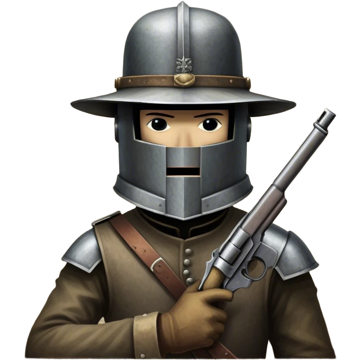 Cinematic Realistic Ned Kelly Portrait Emoji, depicted as the legendary Australian bushranger in his iconic homemade iron helmet and armor, gripping a revolver with a defiant stance. The scene is rendered with gritty textures and dramatic, shadowed lighting, evoking the lawless frontier and his rebellious, fearless legacy. emoji