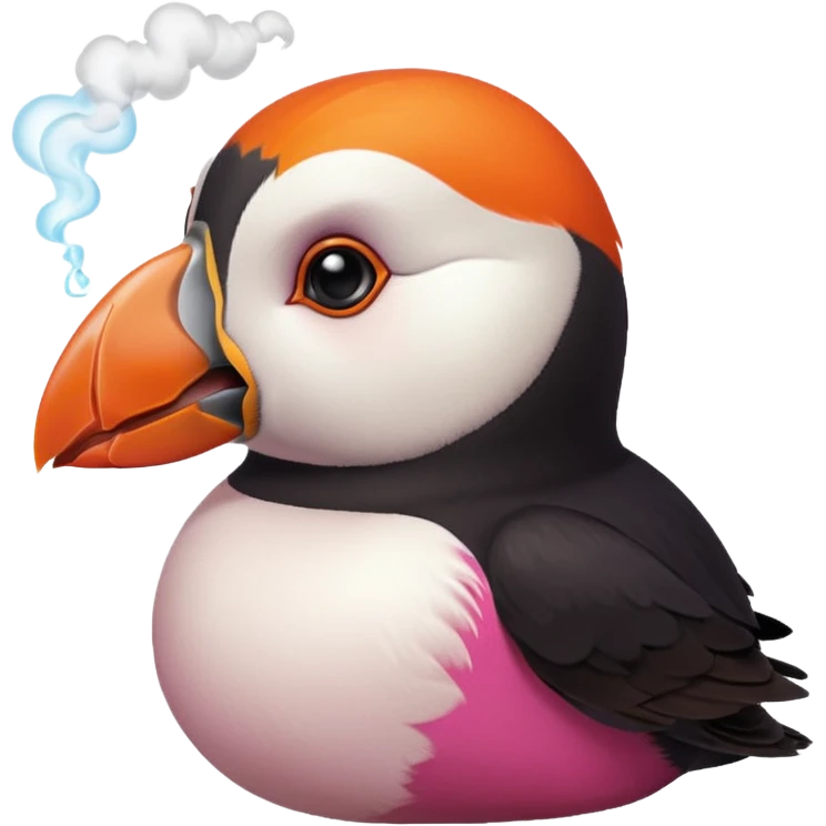 pink puffin angry blow steam nose beak emoji