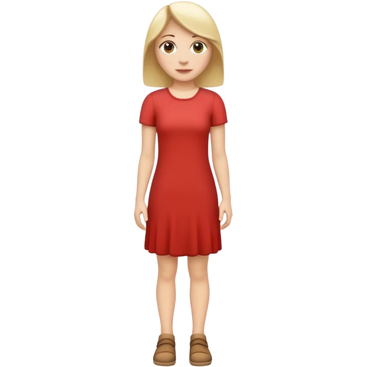 Create me an emoji of a full body white female in a casual dress, looking slightly to her right. emoji