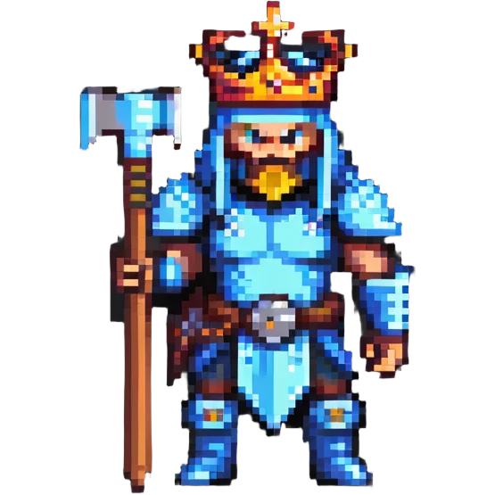 Battle-scarred war lord with crown and axe emoji