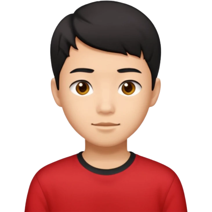 asian male teenager black short hair red shirt emoji